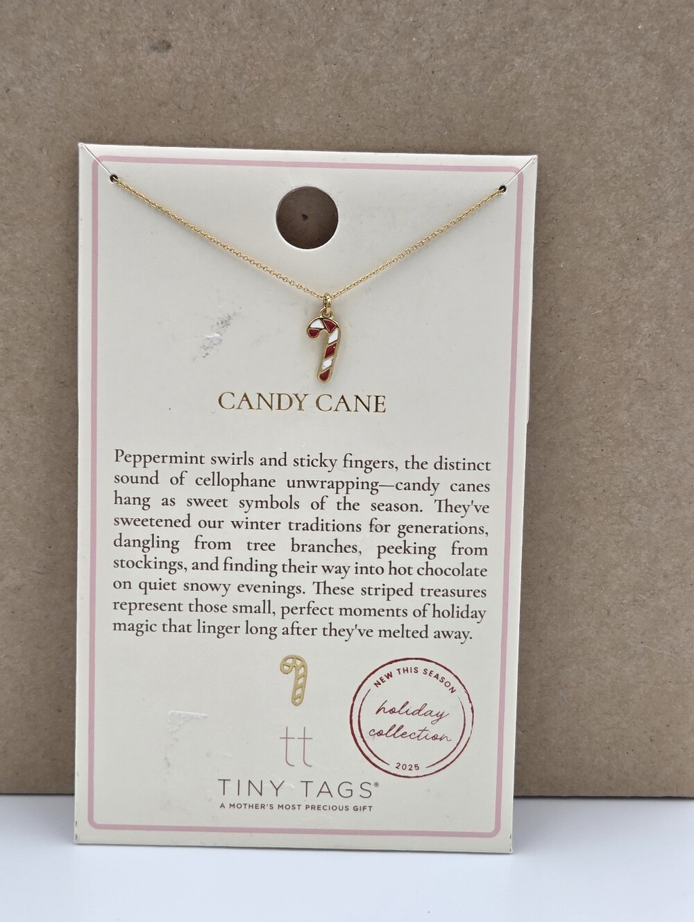Tiny Tags Candy Cane Pendant Necklace - Red & White Nwt